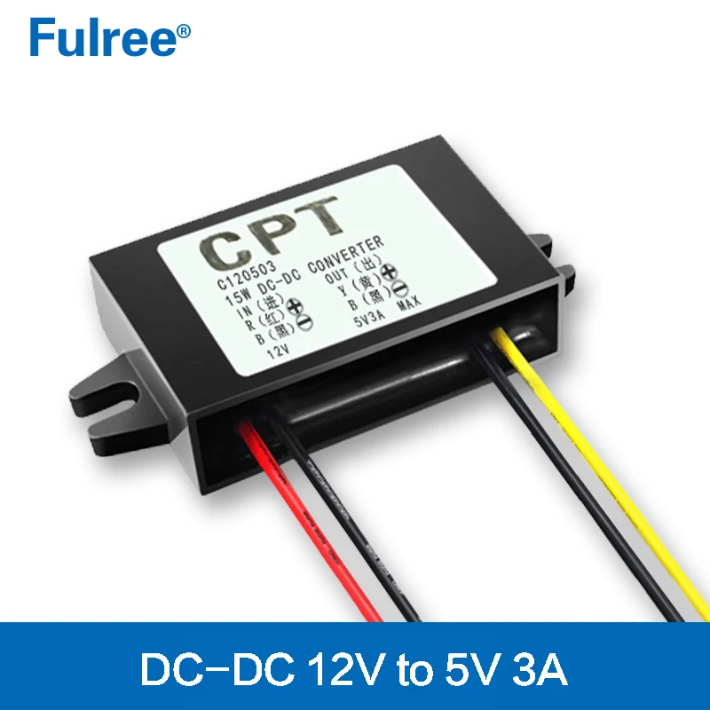 CPT 12Vdc до 5Vdc преобразователь 12В до 5В 3A 15 Вт DC понижающий преобразователь 12 вольт до 5 вольт 3 Ампер 15 Ватт понижающий автомобильный источник питания