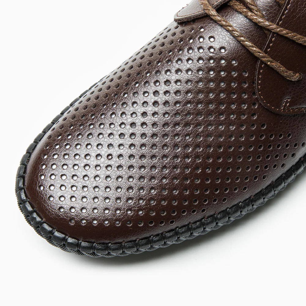 

BUVAZIK leather casual shoes men 2018 summer new handmade soft leather hollow casual shoes breathable moccasins loafers