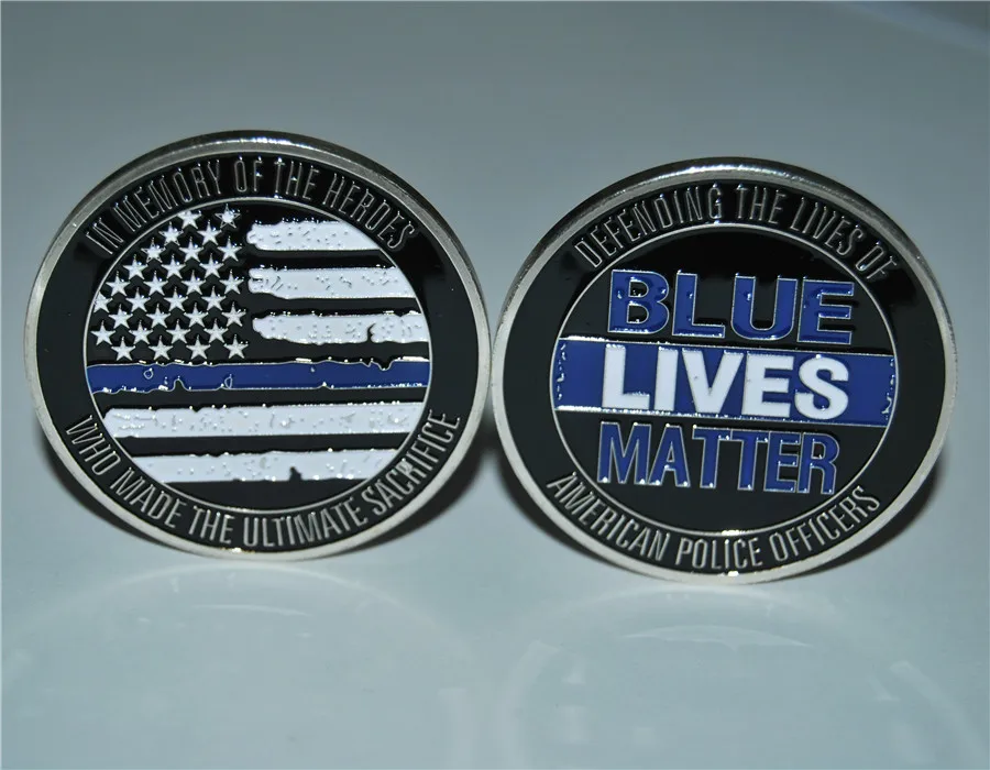 

50 шт./лот DHL Бесплатная доставка синяя-живая-материя-защита-живая-американская-полиция-офицеры-вызов-монета