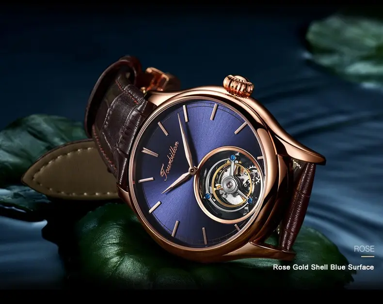 Высококачественные деловые мужские Tourbillon механические наручные часы с синим циферблатом и ручным заводом, Tourbillon мужские наручные часы Reloj de hombre