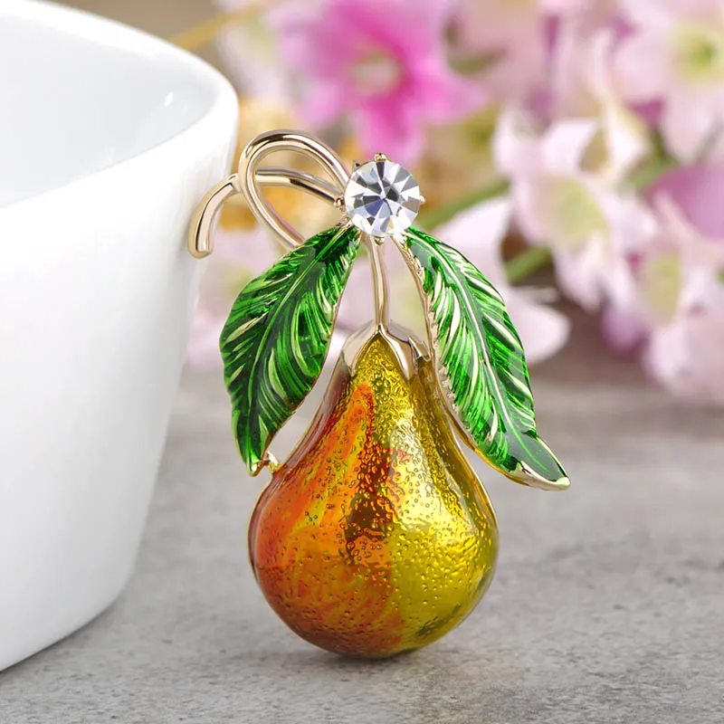 Женские броши Madrry Vivid Green Leave Gourd золотистые Броши с кристаллами на булавке свитер