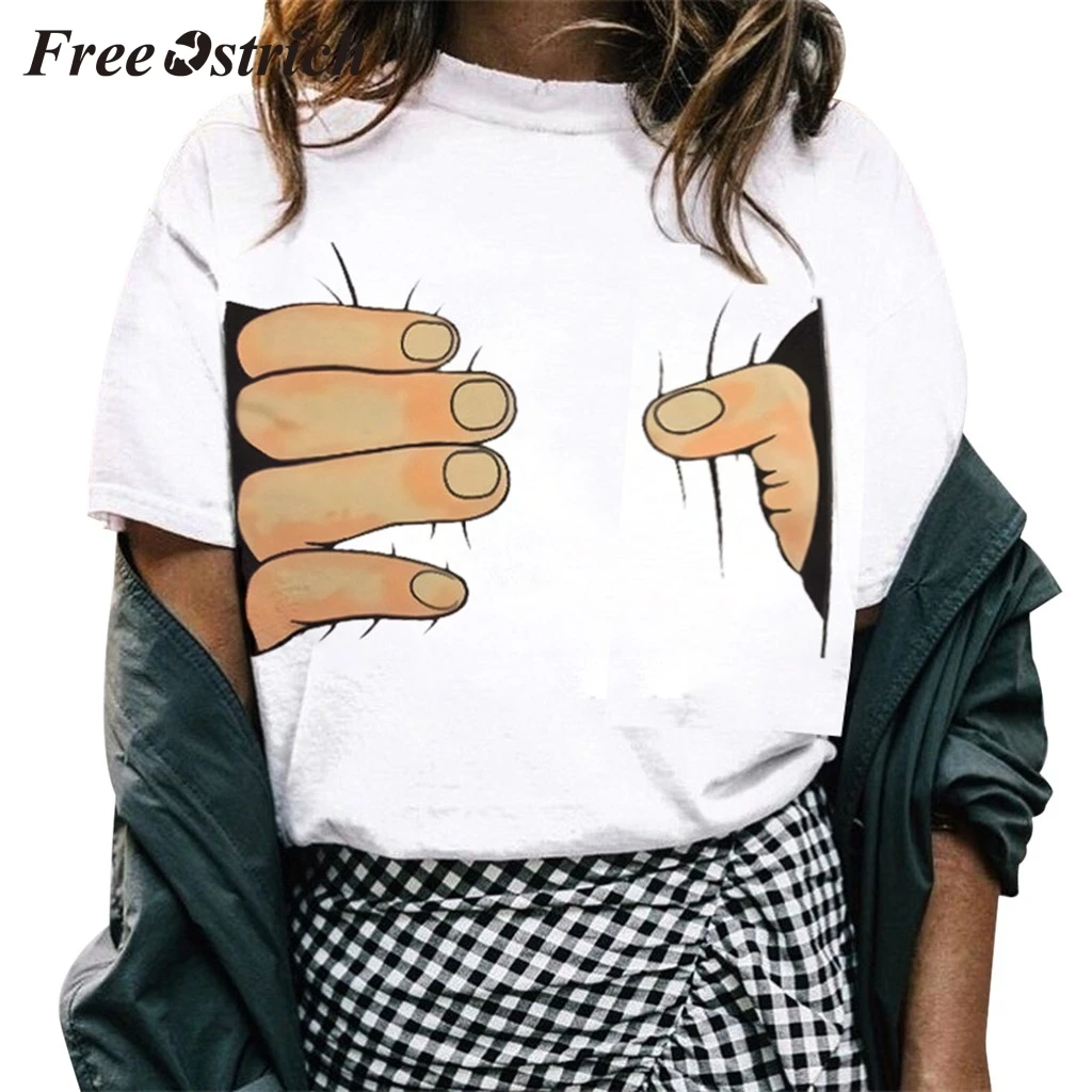 Бесплатная Страусиные Женские топы и женские летние повседневные с круглым