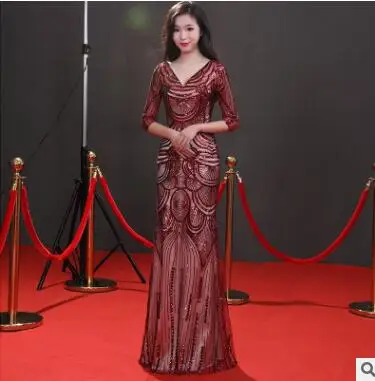Burgundy Beauty Emily Бисероплетение Королевский синий Формальные платья vestido de festa Русалка вечернее платье длинное вечернее платье сексуальное платье Русалка - Цвет: Burgundy