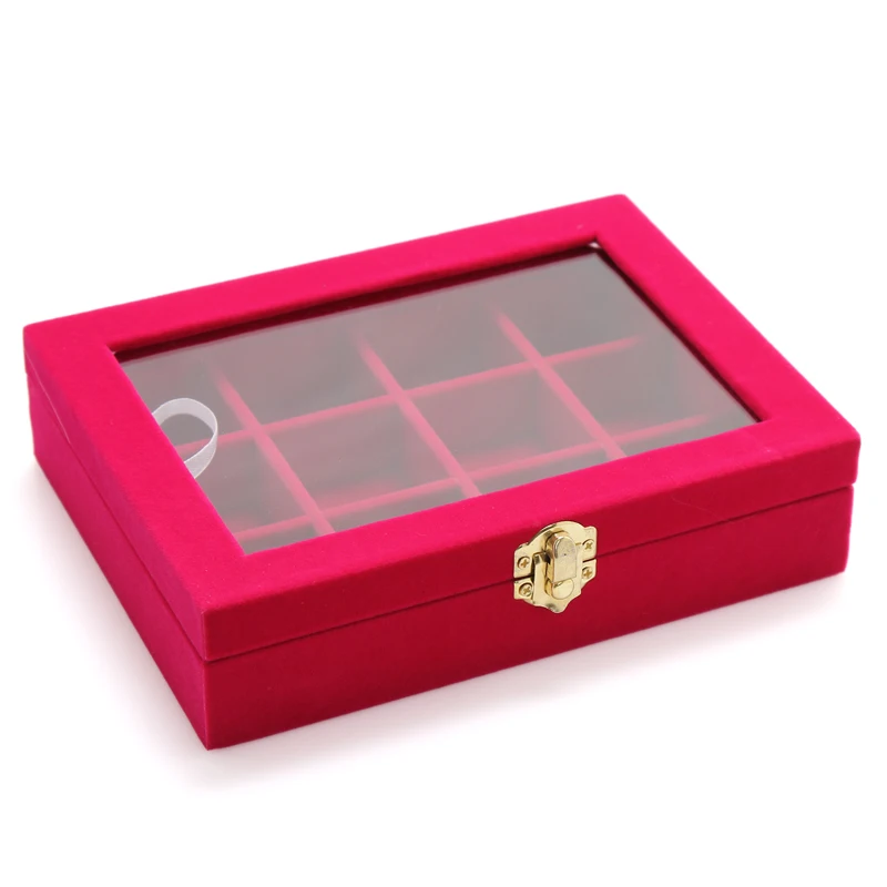 Anfei шкатулка Стекло крышка 12 Сетки Jewelry Box место браслет кулон Цепочки и ожерелья