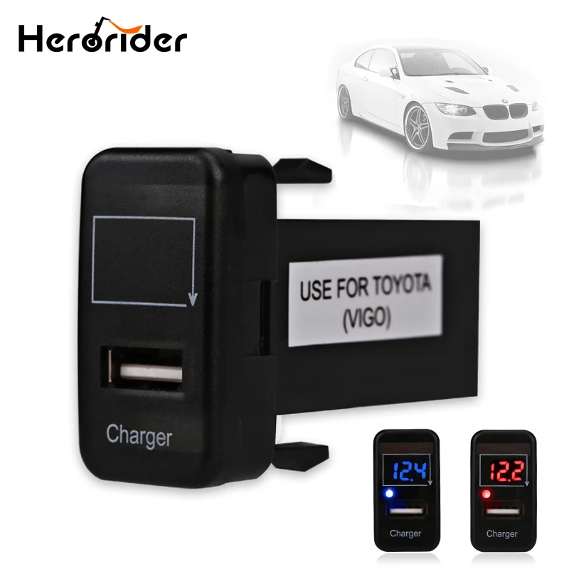 Herorider Led USB Автомобильное зарядное устройство вольтметр Для Toyota 12V автомобильного