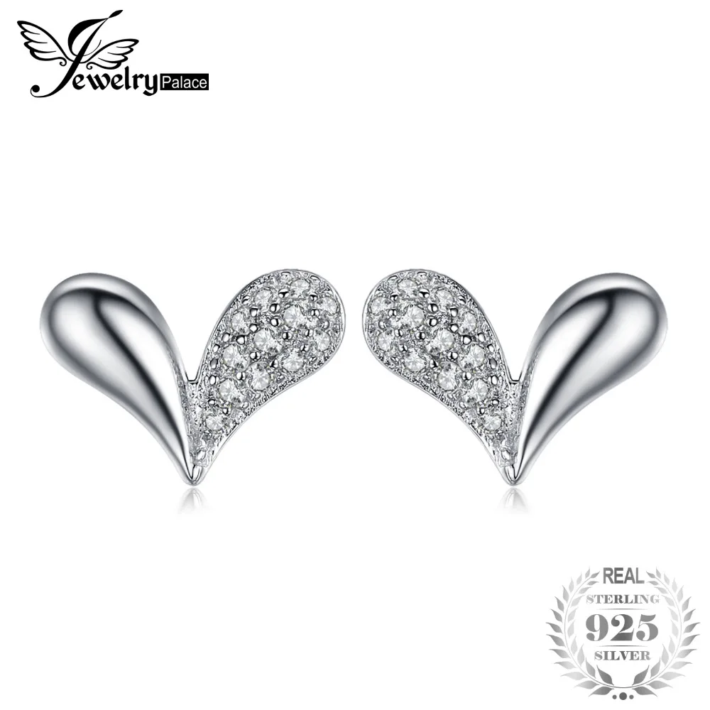 Jewelrypalace сердечка кубического циркония Серьги гвоздики 925 стерлингового серебра