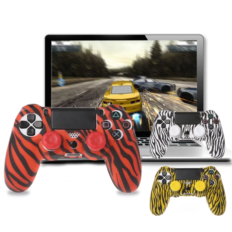 OOTDTY Zebra Stripe силиконовый чехол с 2 колпачками для джойстика Playstation 4 PS4 Pro PS4|Чехлы| |