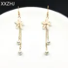 Подарочные серьги оптом дешево маркетинг Панк модные новые серьги Дамская цепочка цветок жемчуг Кристалл женские серьги цветы