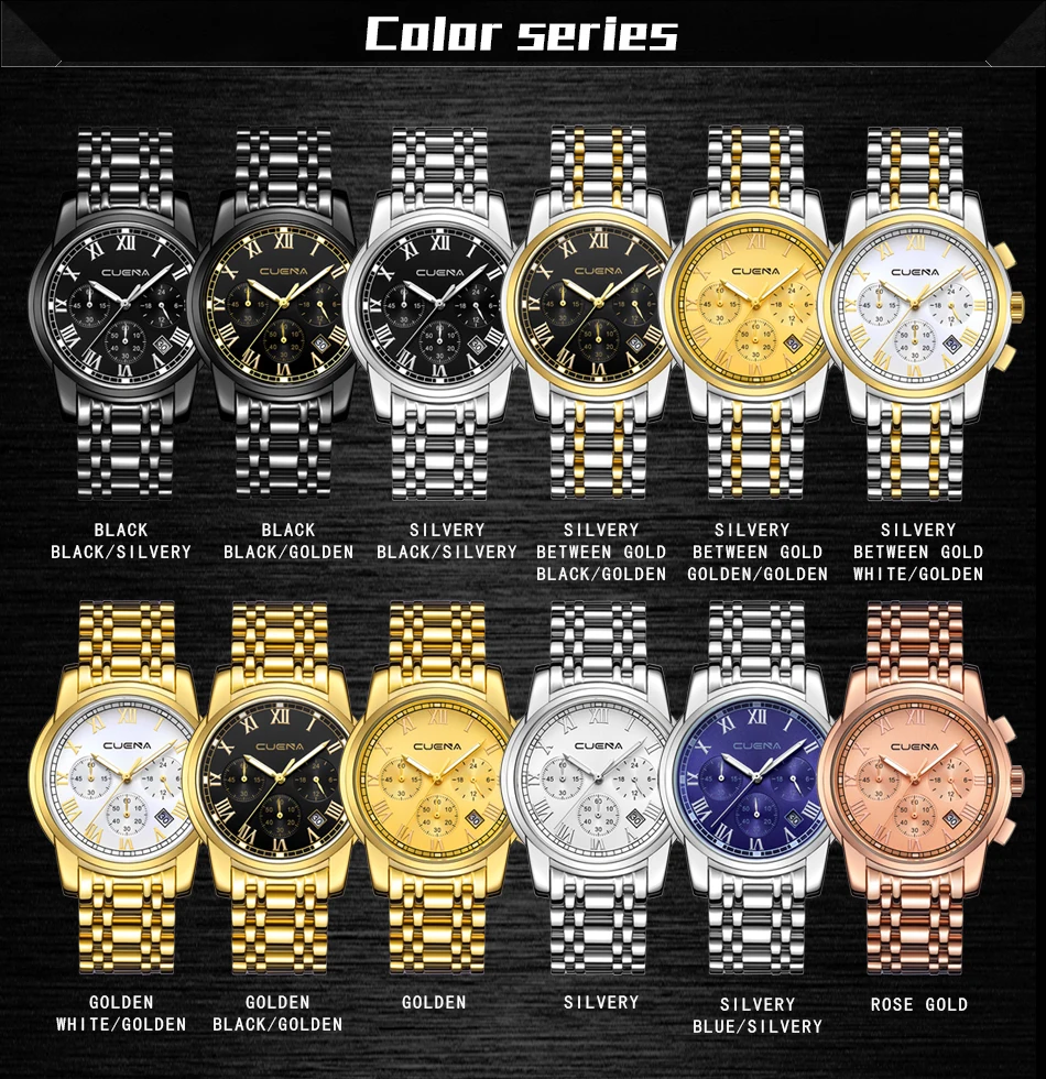 

Fashion Casual Sport Wristwatch Chronograph Analog Quartz Watch Luminous Waterproof Steel Male Clock Relogio Masculino
