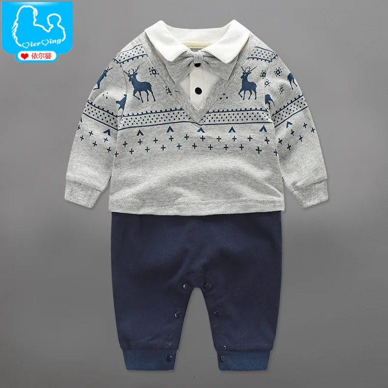 NewBorn Baby Rompers baby Clothes Cotton Boys Jumpsuit Bow Tie Long Sleeve Fashion Photograp Toddler Infant Boy Bebe romper |