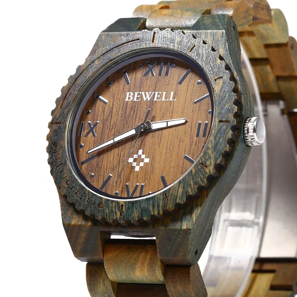 Bewell zs-w065a деревянные мужские кварцевые часы с римскими цифрами водонепроницаемые деревянные мужские часы Роскошные Брендовые мужские часы
