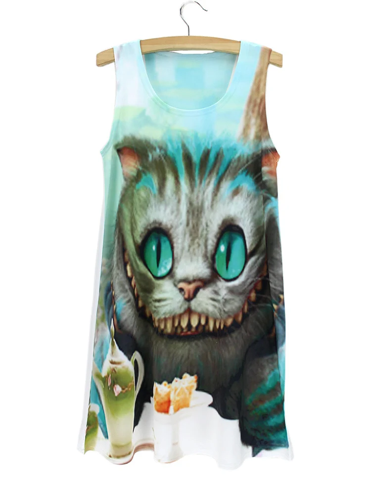 Счастливый лес олень белки птицы Платье с принтом животных новинка 2015 летнее