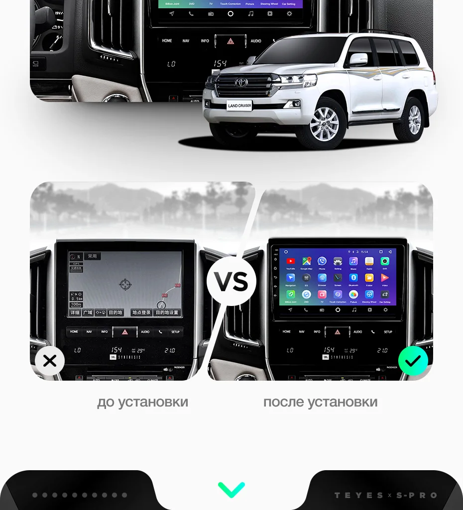 TEYES SPRO Штатная магнитола для Тойота Ленд Крузер 11 200 Toyota Land Cruiser 11 200 Android 8.1, до 8-ЯДЕР, до 4+ 64ГБ 32EQ+ DSP 2DIN автомагнитола 2 DIN DVD GPS мультимедиа автомобиля головное устройство