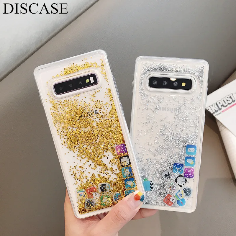 Чехол DIS милый значок жидкий зыбучий песок чехол для телефона samsung S10plus S10Lite s huawei
