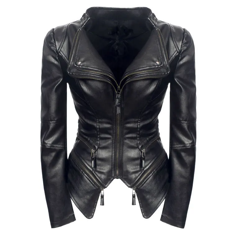 

Fashion Coat PU Jacket Women Winter Autumn Motorcycle Jacket Black faux leather coats Outerwear Dropshipping