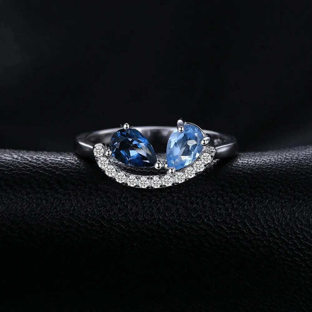 Jewelrypalace Мода 1 ct груша Природный Голубой топаз и Лондон кольцо стерлингового
