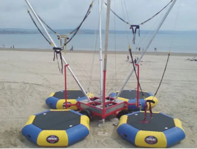 Мобильный 4 станции банджи батут 010|bungee trampoline|mobile bungee trampolinetrampoline |