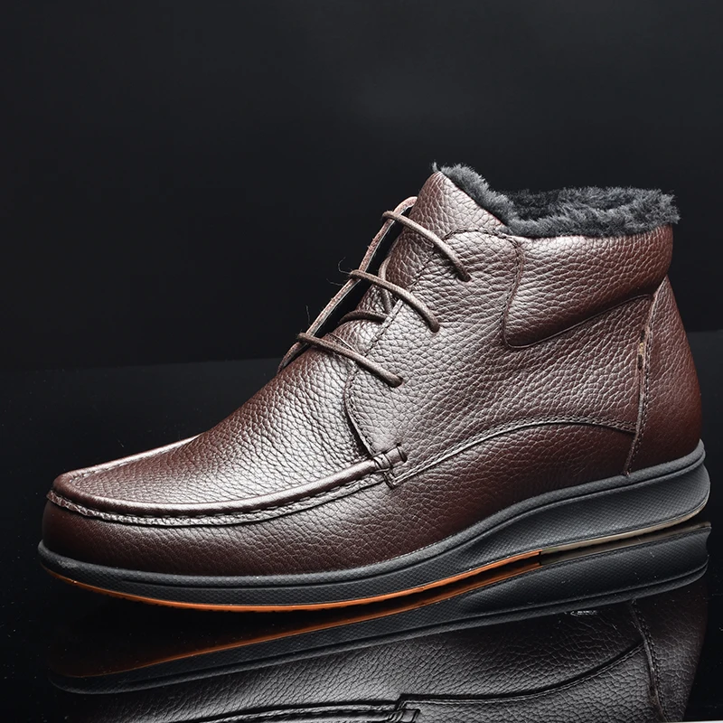OSCO Brand Winter Boots Men Genuine Leather Fashion Ankle Flat Shoes High Quality With Fur Super Warm Snow | Обувь