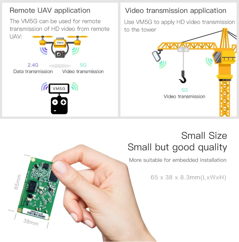 VONETS VM5G Высокая мощность 1200 м беспроводной 5,8G двухдиапазонный wifi модуль лифт мониторинг HD видео выделенный точка-точка трансмисс