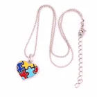 Ожерелье с аутистическим осознанием, сердце, головоломка, узор, подвеска, цепочка для попкорна, ID Ожерелье