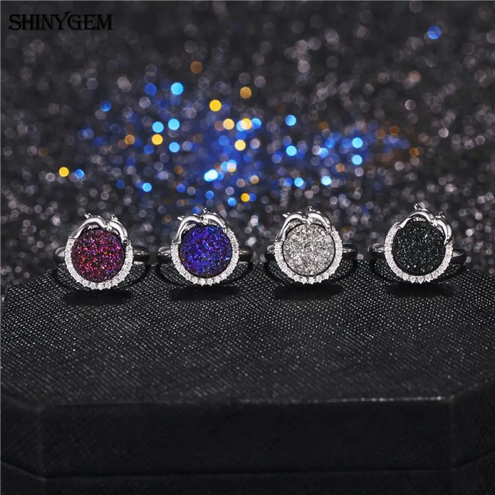 Женское кольцо с кристаллом ShinyGem регулируемое серебряным покрытием из