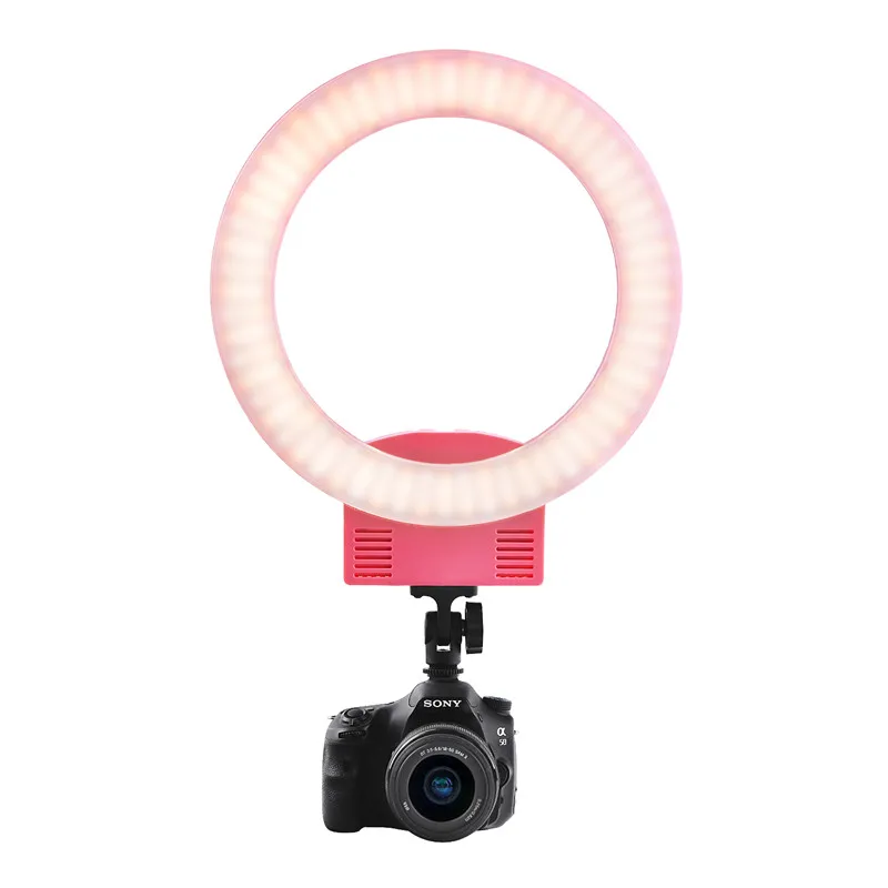Розовый Fosoto FT-12B двухцветное фотографическое освещение 3 Горячий башмак 3200-5600K 240 светодиодов селфи кольцо лампа для телефона камеры Видео Фото макияж - Цвет: Розовый