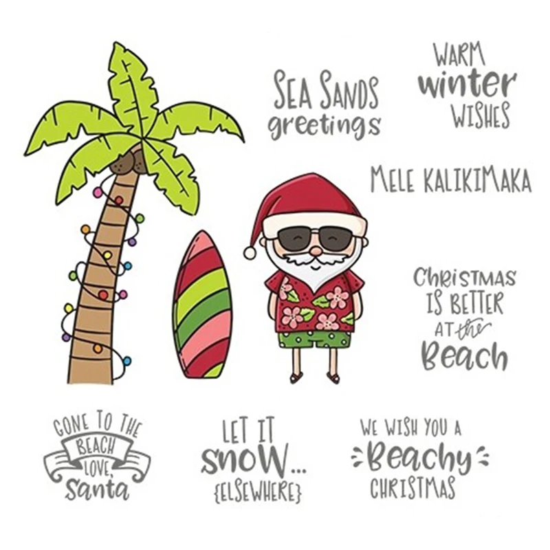 Лето Санта Клаус прозрачный силиконовый штамп/уплотнения для DIY