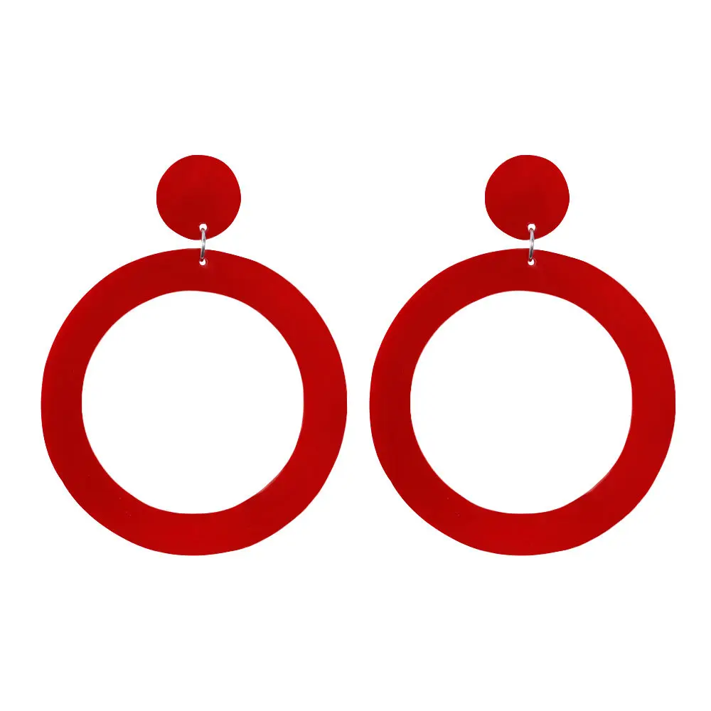 red SOHOT, новинка, OL стиль, полые двойные круглые серьги-кольца, очаровательные, красные, черные, белые цвета, Женские Ювелирные изделия, бижутерия для женщин, вечерние, подарок - Окраска металла: red