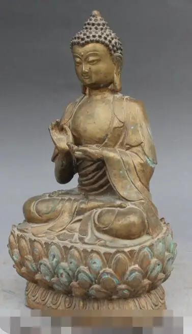 

Free shipping S00105 12" Tibet Buddhism Temple Bronze Tathagata Shakyamuni Amitabha Buddha Statue
