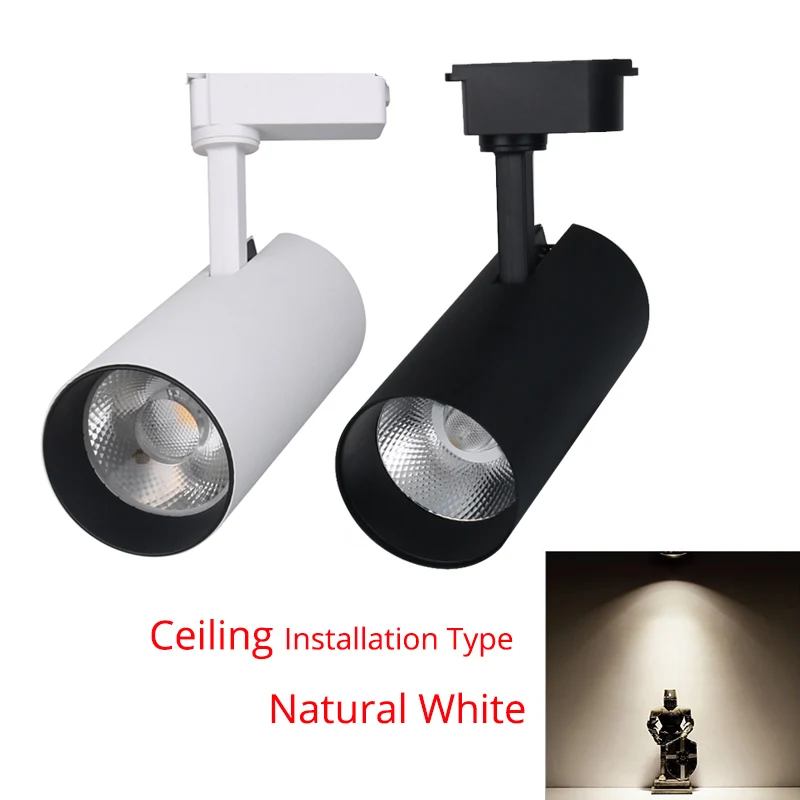 ceiling type-natural Светодиод для трекового светильника 30 Вт COB Rail прожекторы светильник точечные светильники Лампа для магазина торговый центр выставка Потолочные пятна освещение трековый светильник - Испускаемый цвет: ceiling type-natural