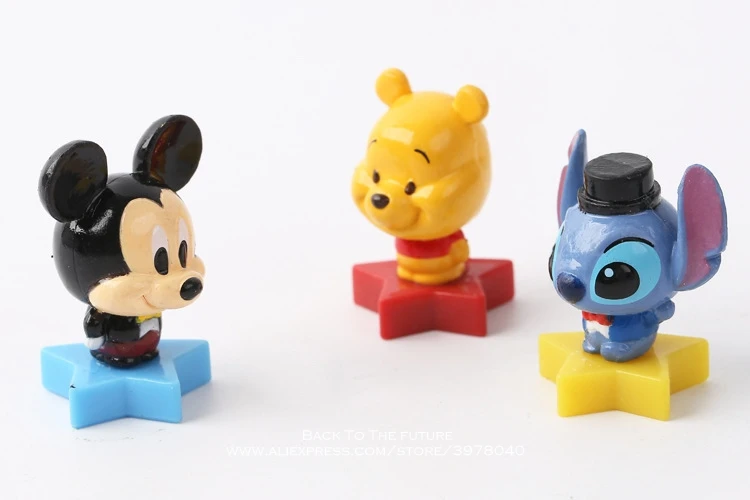 Disney Микки Маус Стич Винни Пух 5 шт./компл. 3 см экшн фигурка позы Статуэтка модели