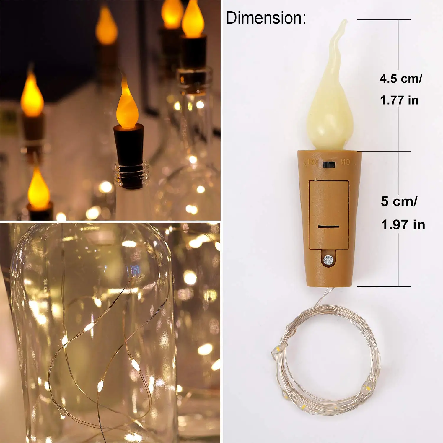 Огнеупорные пробковые огни 6 упаковок светящиеся для бутылок на батарейках свечи