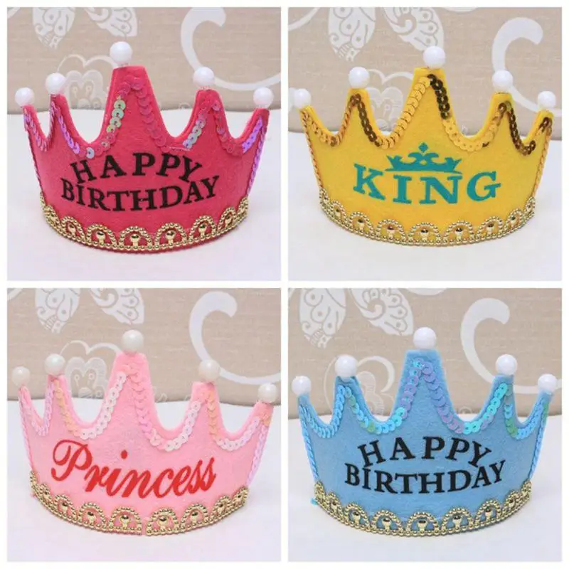 Lighting Party Hat Adult Kids Birthday Crown Cap Happy Multi Color Light-Up LED Decorative Hats Princess Hair Band A40 | Дом и сад