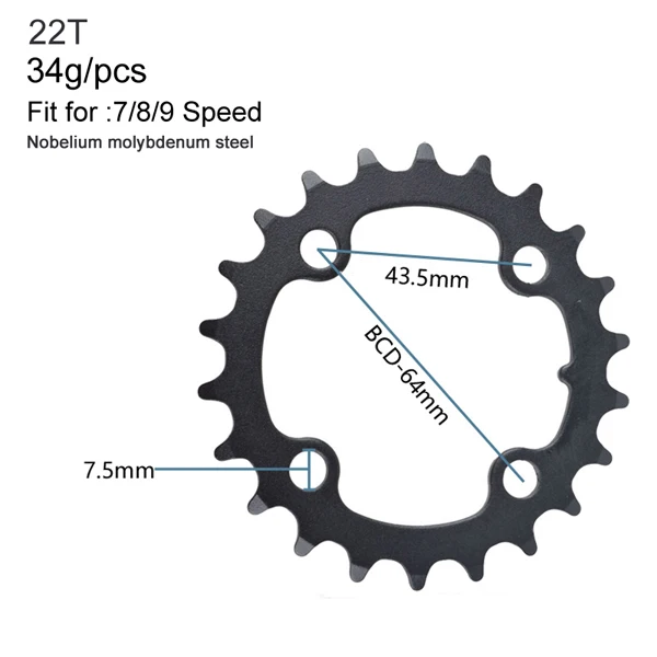 Black 22T 22 T 32 T 44 T горные велосипеды MTB шатун для дорожного велосипеда Звездочка педального узла цепи колеса зуб ломтик Ремонт частей - Цвет: Black 22T