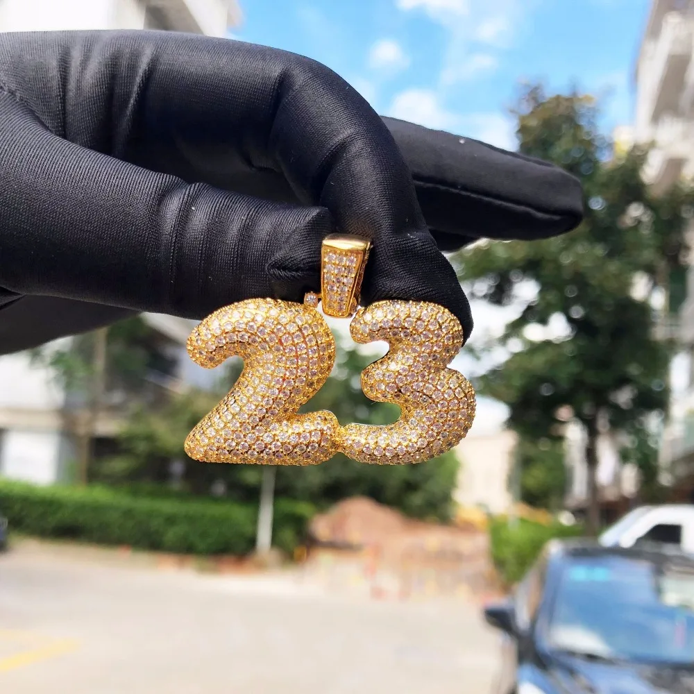 В стиле хип хоп Полный AAA CZ Циркон Bling лед из числа 23 красивое женское ожерелье