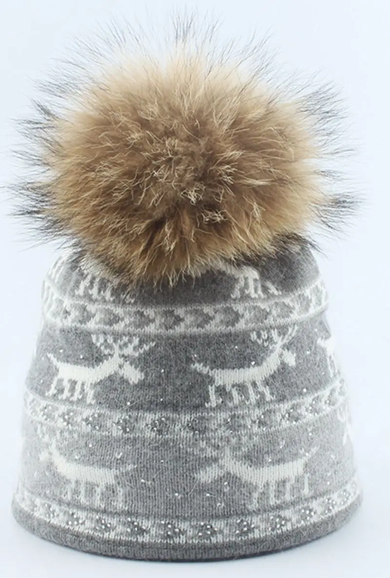 Ангольская шерстяная теплая вязаная шапка жаккардовые плетеные шапочки с