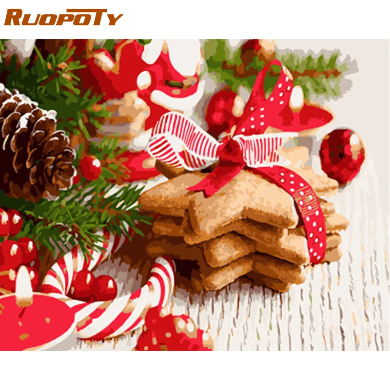 Ruopoty Рамка Рождественская фотография Diy картина по номерам современное настенное Искусство Ручная роспись маслом для уникального подарка дома 60x75 см