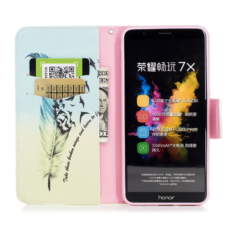 Чехол-книжка из искусственной кожи TopArmor для Huawei Honor 7X цветной чехол с отделениями