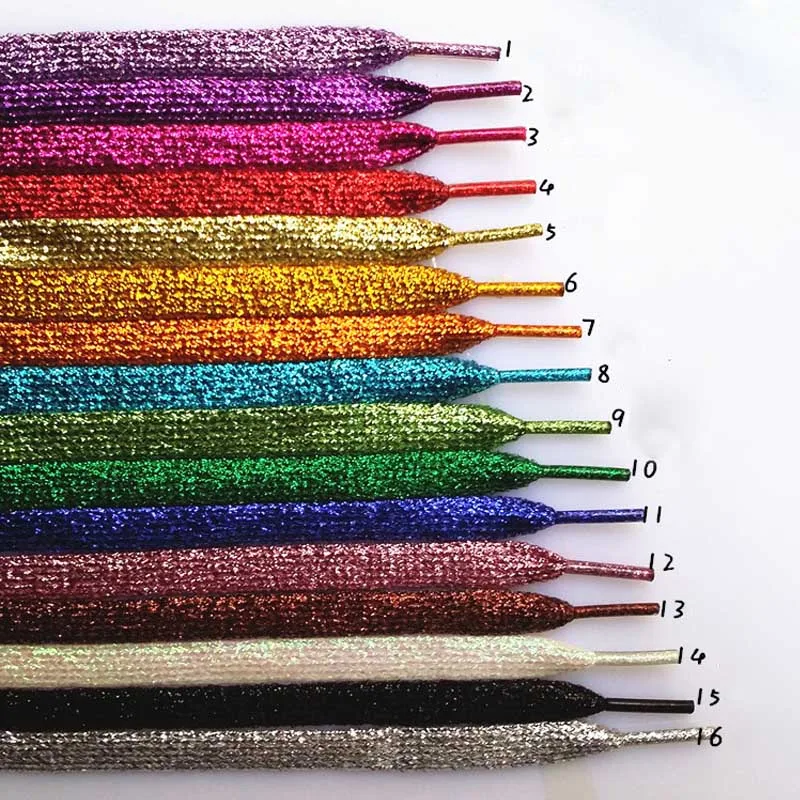 

Festive Party Supplies 1 Pair Flat Shoelaces Bootlaces Sport Sneakers Gold Silver Thread Fashion Shoestrings Shiny Gold