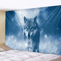 blue eyed wolf holy animals tapestry decoration wall hanging lion wolf tiger pattern background wall tapestry home textile