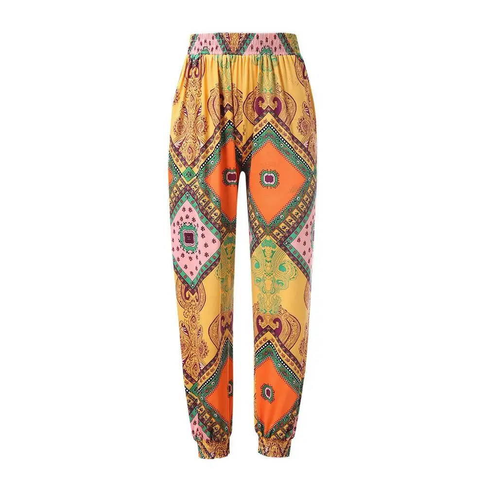 Женские богемные шаровары Пляжные штаны с принтом женские свободные pantalon femme