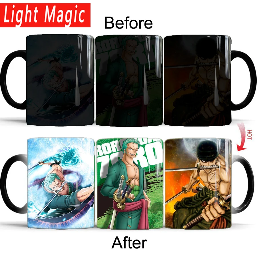Цельные кружки luffy Zoro 350 мл офисная кофейная кружка меняющая цвет лучший подарок
