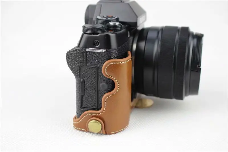 Роскошный кожаный чехол для камеры Fujifilm X-T100 Fuji XT100 PU Сумка на половину тела сумка для хранения с аккумулятором