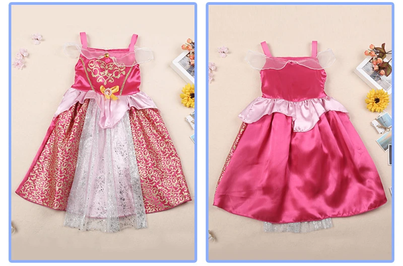2018 Princess Dress Girls Summer Kids Cindrella Snow White Cosplay Costume Rapunzel Aurora Belle Baby Girl Vestidos | Детская одежда и