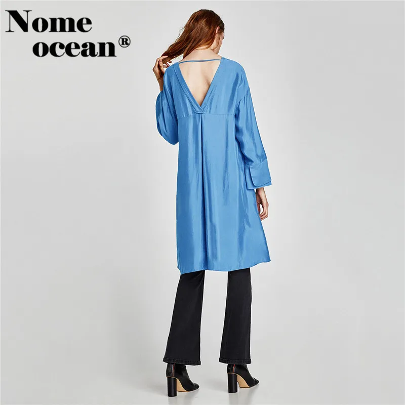 Low-high Sweep Hollow Out Shift Dress 2018 Spring Multi-layered Cuffs Long Sleeve Shirt Slit Side V-neck M17120806 | Женская одежда