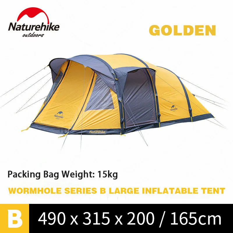 4-6 Persons-Golden Naturehike червоточина серии палатка для кемпинга 3-8 человек семейная палатка дышащая водонепроницаемая надувная палатка для путешествий - Цвет: 4-6 Persons-Golden