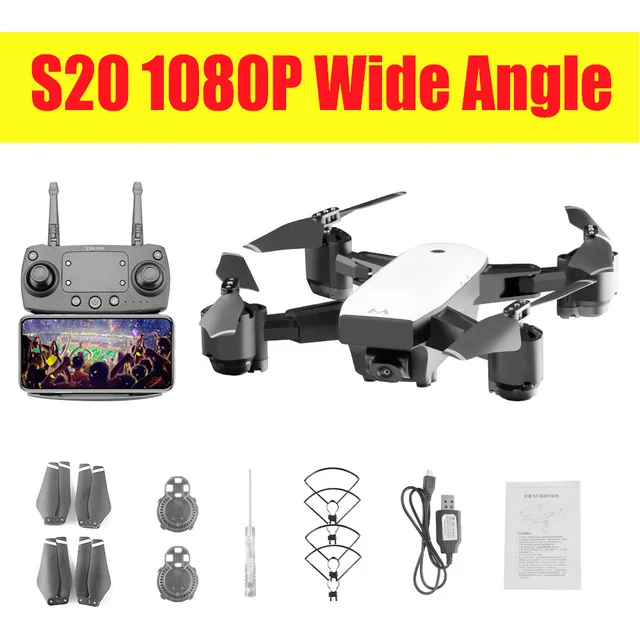 Дрон с HD 1080P Wifi камерой Квадрокоптер парящий FPV Квадрокоптеры 5MP складной RC вертолет сумка для хранения игрушка для мальчика s20w - Цвет: 1080p wifi camera