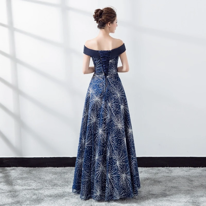Ladybeauty 2019 темно синее роскошное атласное кружевное цветочное длинное вечернее