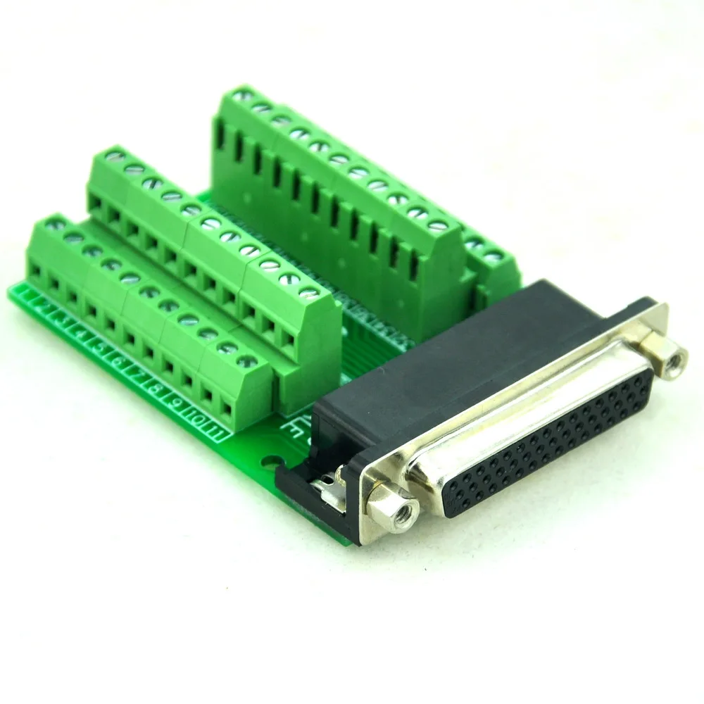 

Slim Right Angle D'SUB DB44HD Female Header Breakout Board, Terminal Block DSUB Connector.