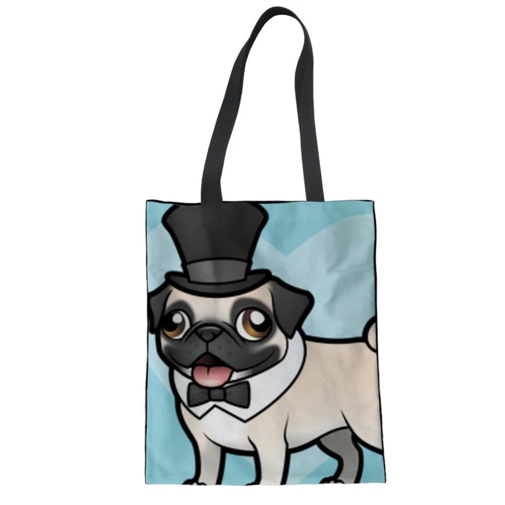 WHEREISART Женская Холщовая Сумка для покупок с принтом французского бульдога